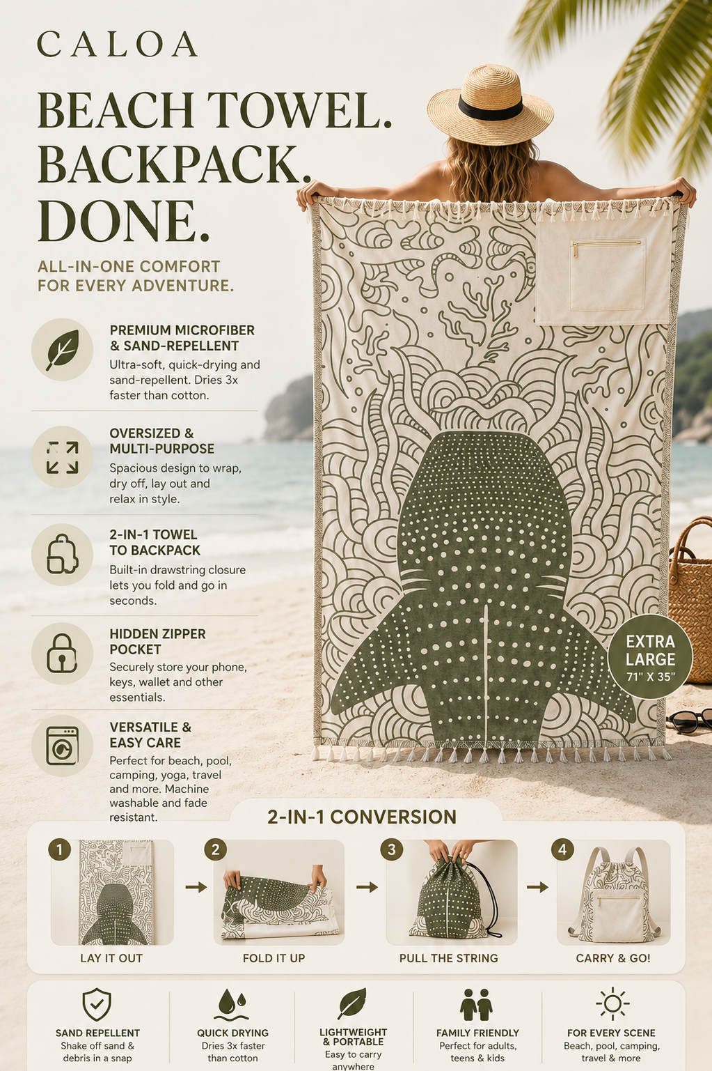 Caloa™ 2-in-1 Towel Bag